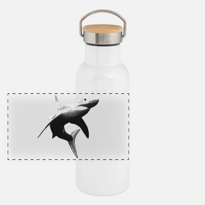 Great white shark Panoramic Thermal Bottle with Bamboo Lid