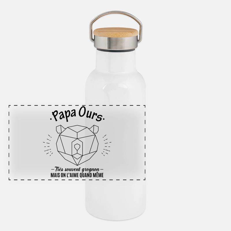 Papa ours Gourde isotherme avec bouchon en bambou