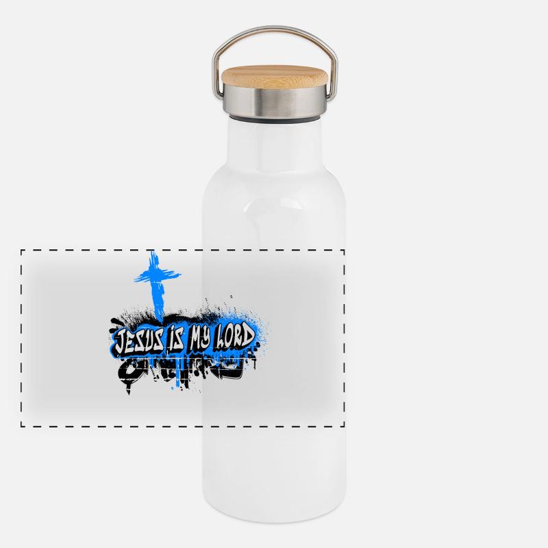 Le design de Jésus est mon seigneur Gourde isotherme avec bouchon en bambou