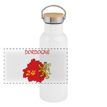 Dordogne - Gourde isotherme avec bouchon en bambou - blanc - Devant