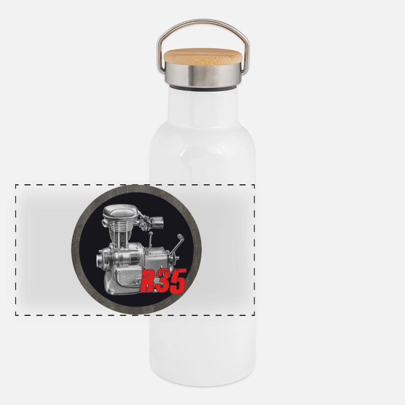 EMW R35 Oldtimer Motorrad Panorama Thermosflasche mit Bambusdeckel