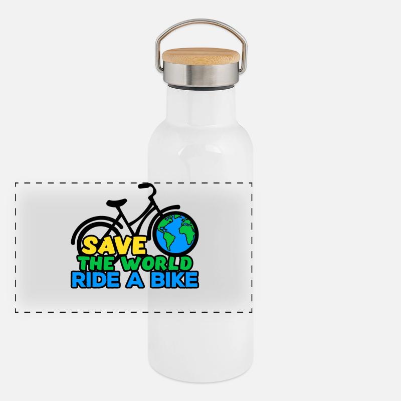 Umwelt Mutter Erde Statement Umweltschutz Panorama Thermosflasche mit Bambusdeckel