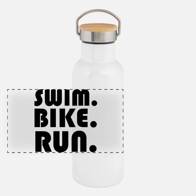 Icône de triathlon Logo Icône Groupe Graphique de l’équipe Gourde isotherme avec bouchon en bambou