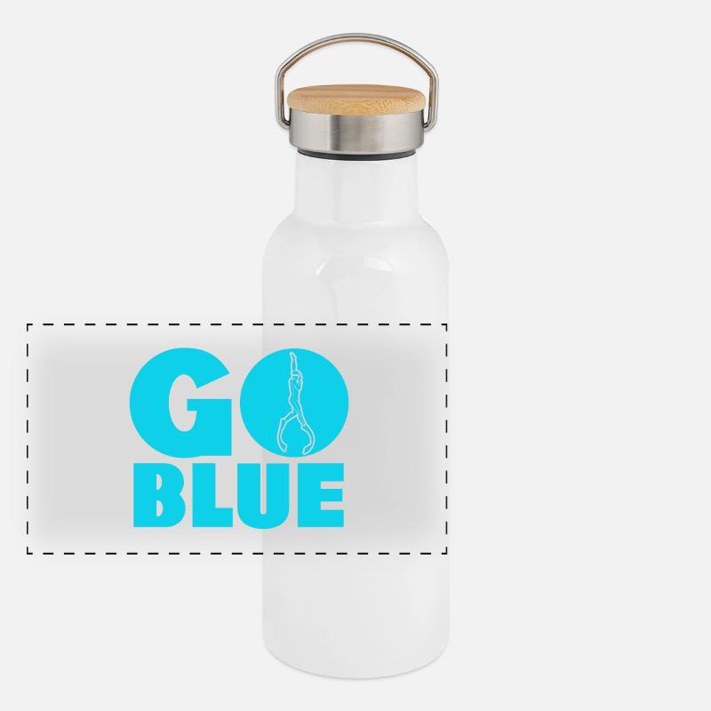 Go Blue - Apnoe Freitauchen Panorama Thermosflasche mit Bambusdeckel