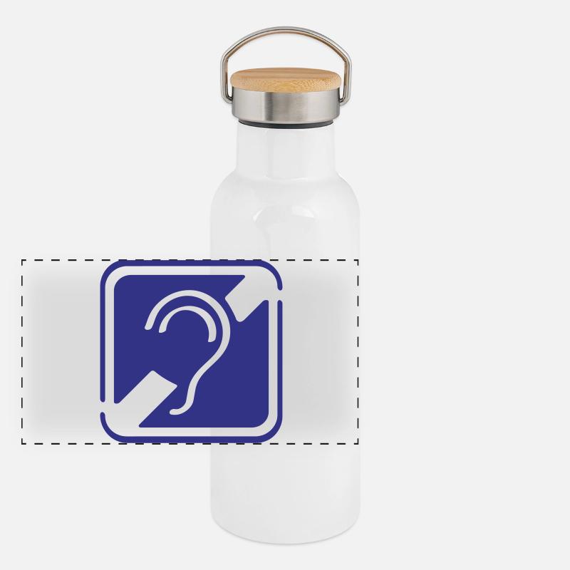 Sourd, malentendant, surdité, signe de perte auditive Gourde isotherme avec bouchon en bambou