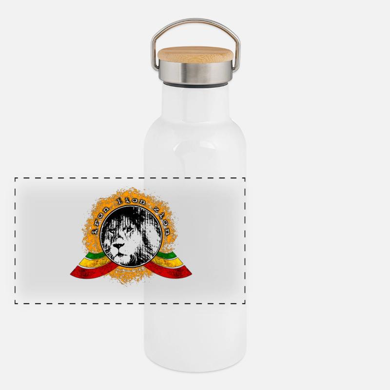 Reggae Lion Gourde isotherme avec bouchon en bambou