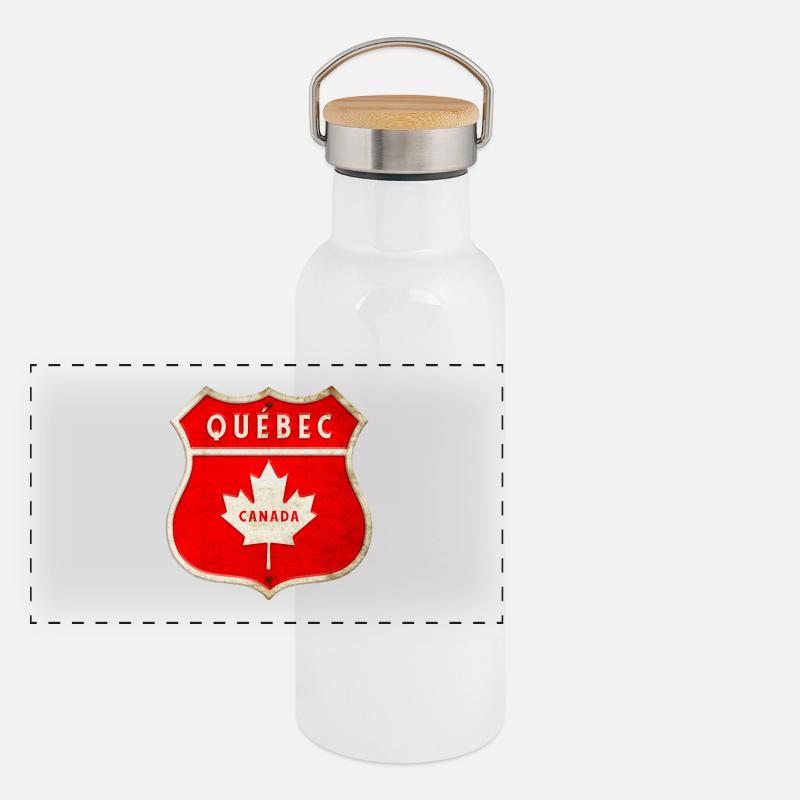 Conception des armoiries du Québec Canada Gourde isotherme avec bouchon en bambou