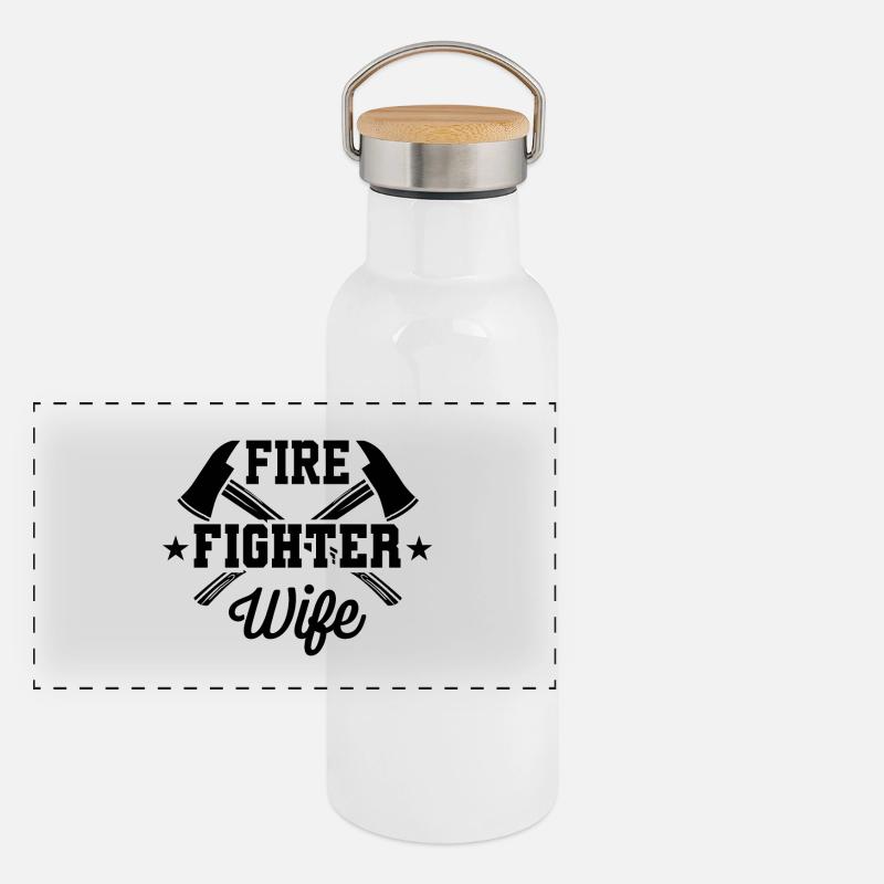 Feuerwehr Ehefrau Panorama Thermosflasche mit Bambusdeckel