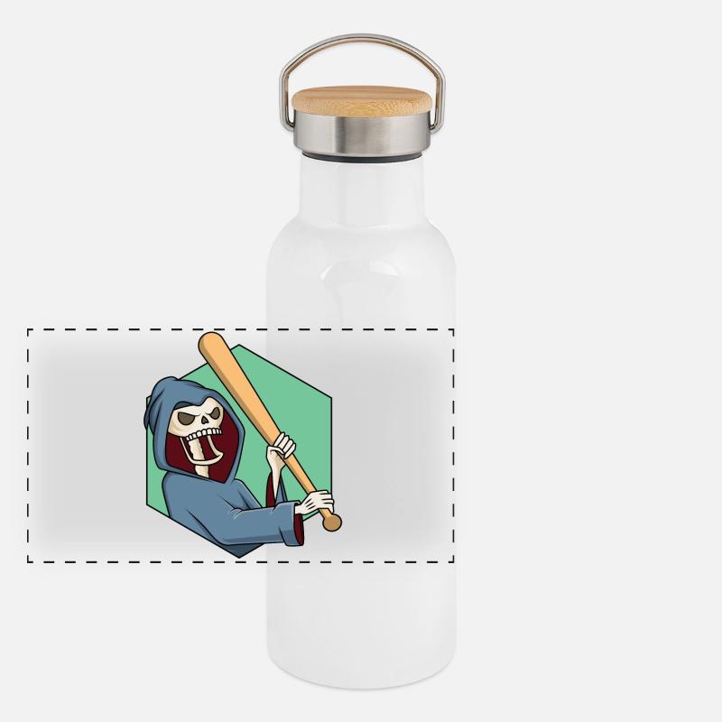 Grim Reaper with baseball bat Panoramic Thermal Bottle with Bamboo Lid