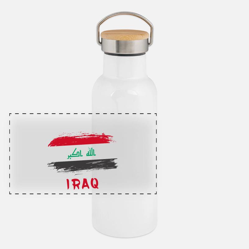 Team Irak Flaggen Design Panorama Thermosflasche mit Bambusdeckel