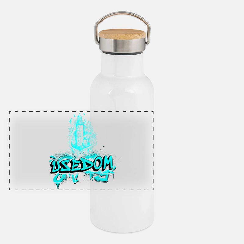 Usedom lighthouse design/gift idea Panoramic Thermal Bottle with Bamboo Lid