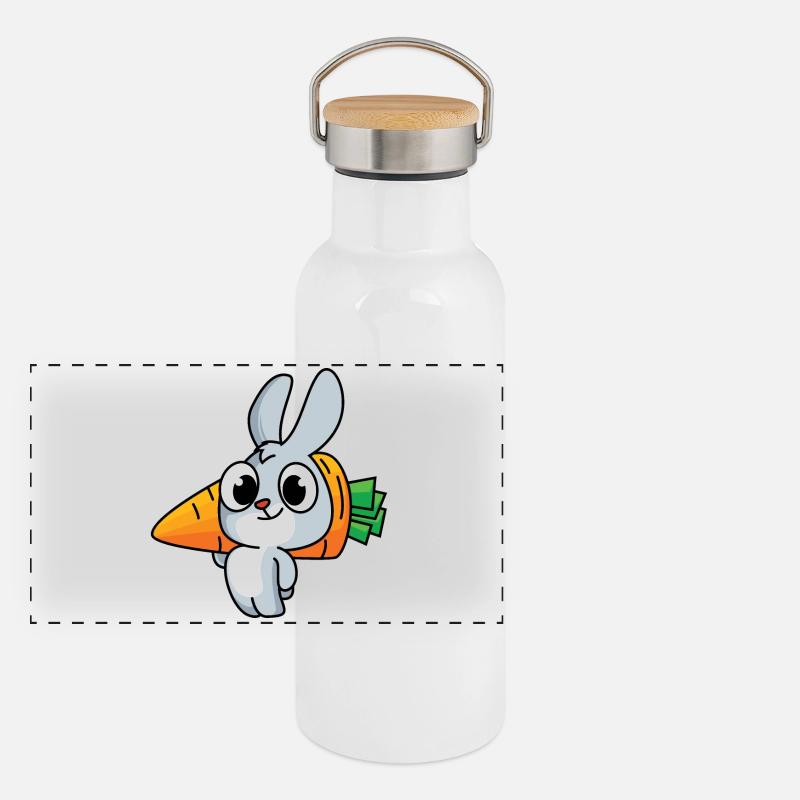Lapin travailleur Gourde isotherme avec bouchon en bambou