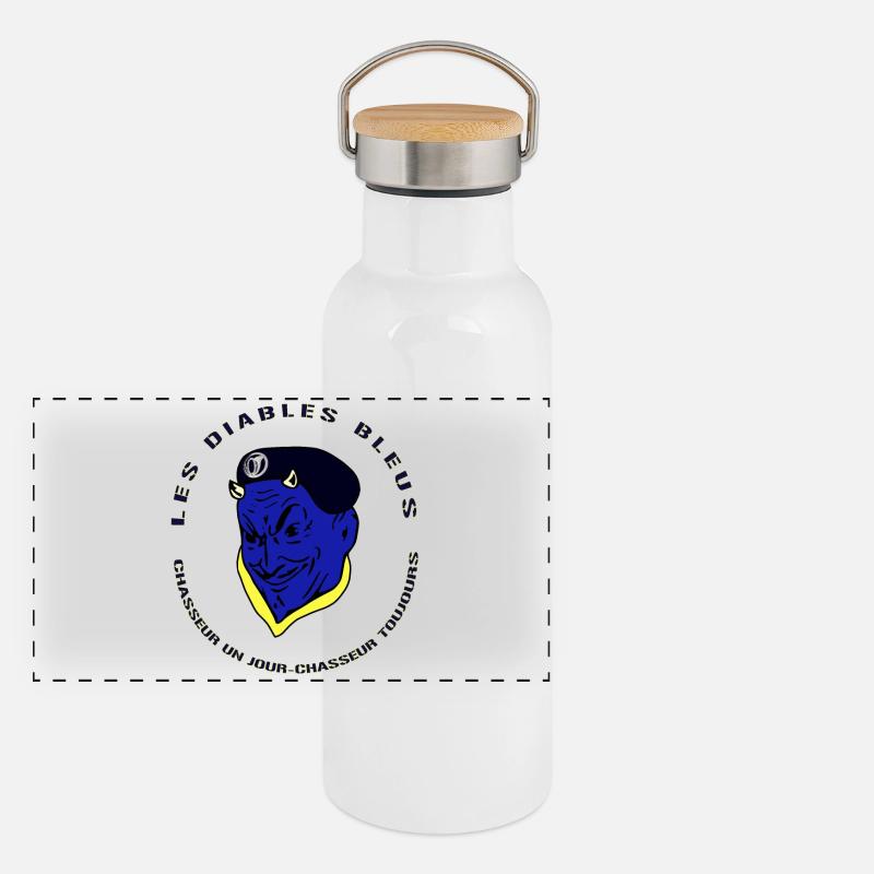 Devises Chasseurs Diables Bleus - Armée Française Gourde isotherme avec bouchon en bambou