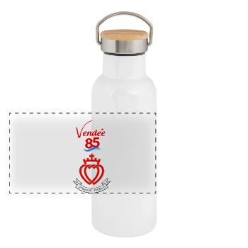 vendée - Gourde isotherme avec bouchon en bambou - blanc - Devant