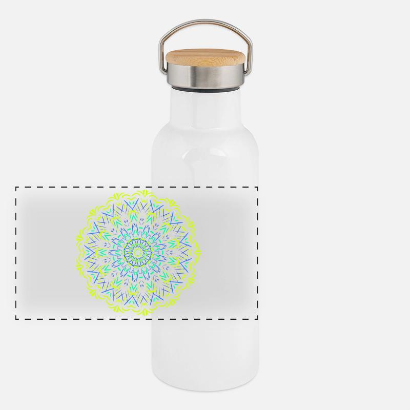Mandala lumineux au néon Gourde isotherme avec bouchon en bambou