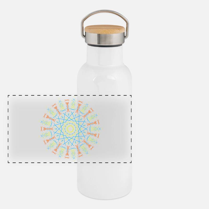 Mandala Panorama Thermosflasche mit Bambusdeckel