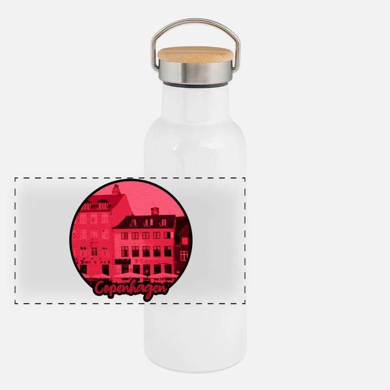 Silhouette de Copenhague en rouge Gourde isotherme avec bouchon en bambou