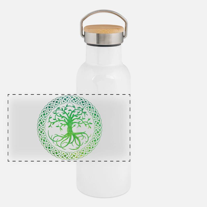 Celtic Tree of Life Panorama Thermosflasche mit Bambusdeckel
