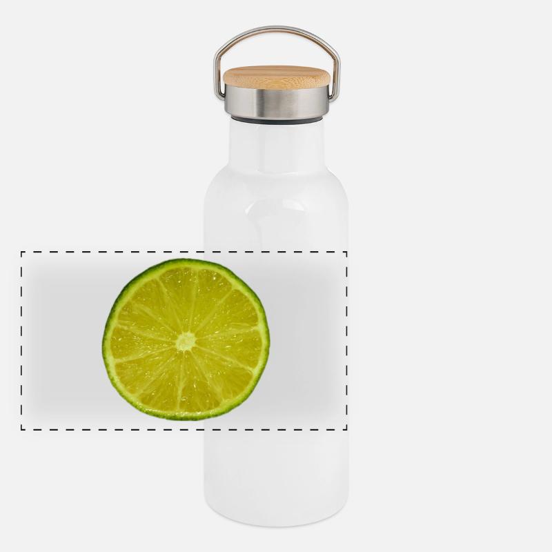 Tranche de citron vert Gourde isotherme avec bouchon en bambou