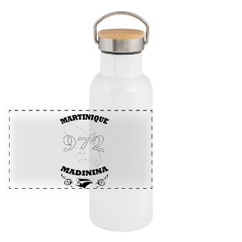 Martinique - Gourde isotherme avec bouchon en bambou - blanc - Devant
