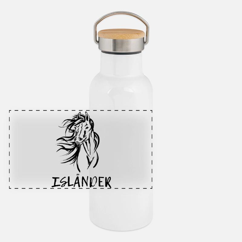 Islandpferde Pferde Isländer Pferdeliebe Spruch Panorama Thermosflasche mit Bambusdeckel