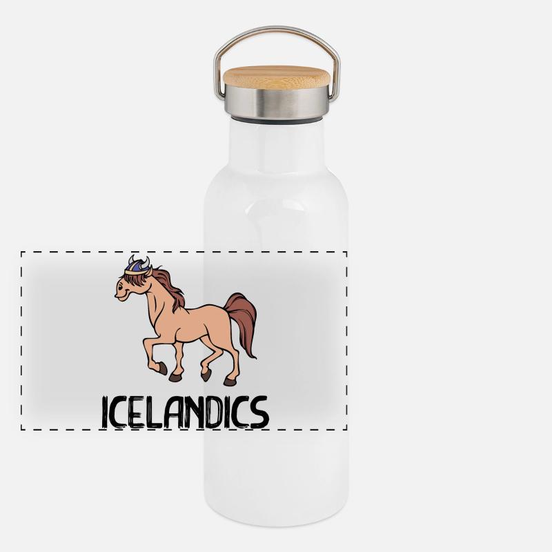 Fohlen Pferde Islandpferde Spruch Isländer Panorama Thermosflasche mit Bambusdeckel