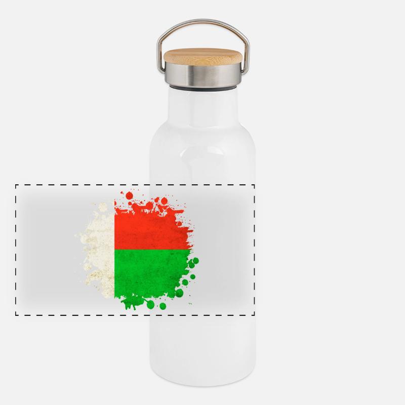 Blob de drapeaux de Madagascar Gourde isotherme avec bouchon en bambou