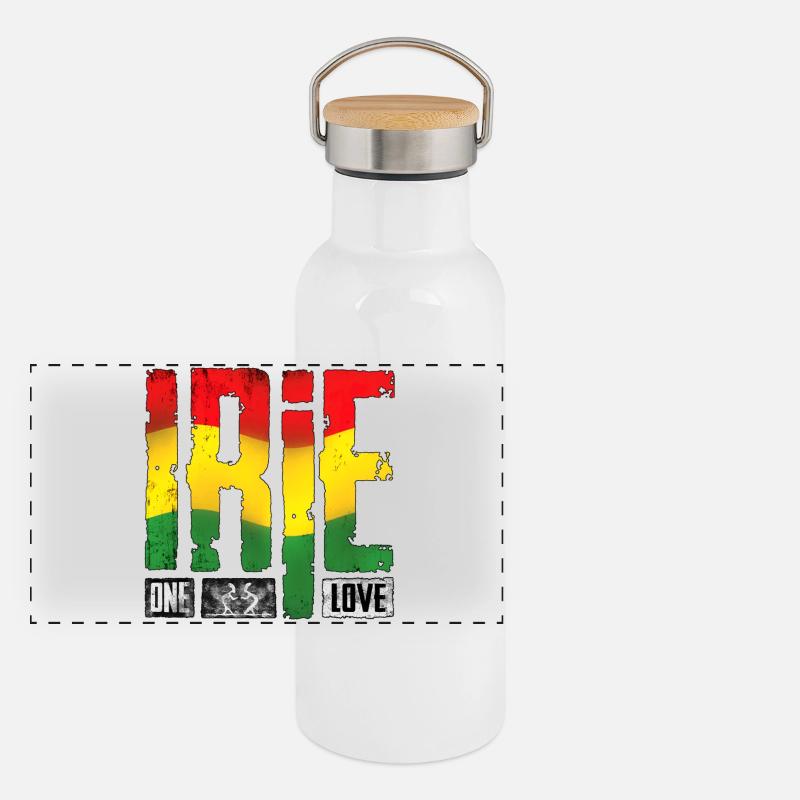 Vibrantes Reggae-Design mit Regenbogenfarben Panorama Thermosflasche mit Bambusdeckel