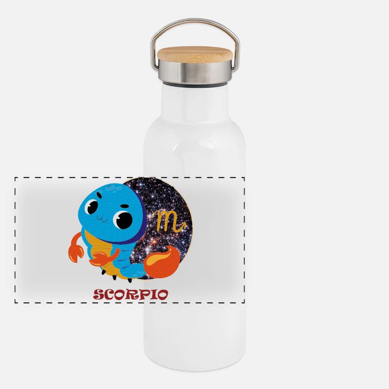 Sternzeichen Skorpion Panorama Thermosflasche mit Bambusdeckel