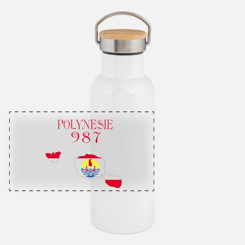 Polynésie Gourde isotherme avec bouchon en bambou