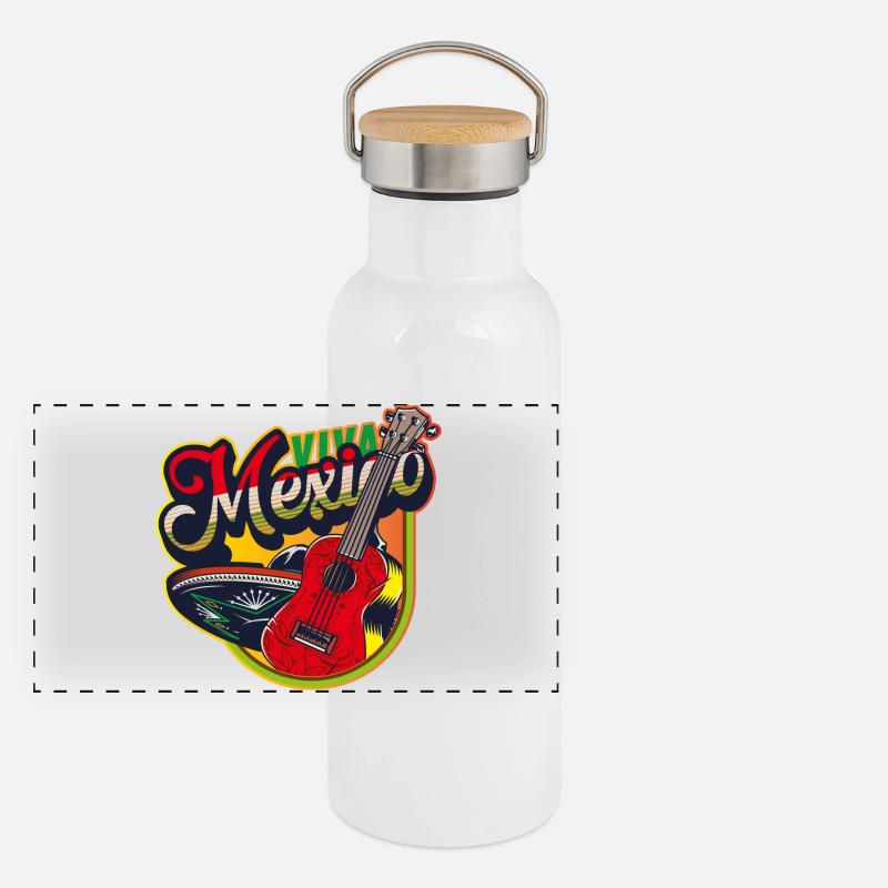 Mexiko Panorama Thermosflasche mit Bambusdeckel