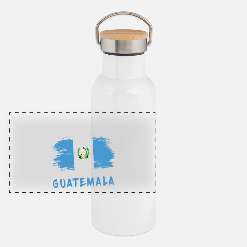 Team Guatemala Flaggen Design Panorama Thermosflasche mit Bambusdeckel
