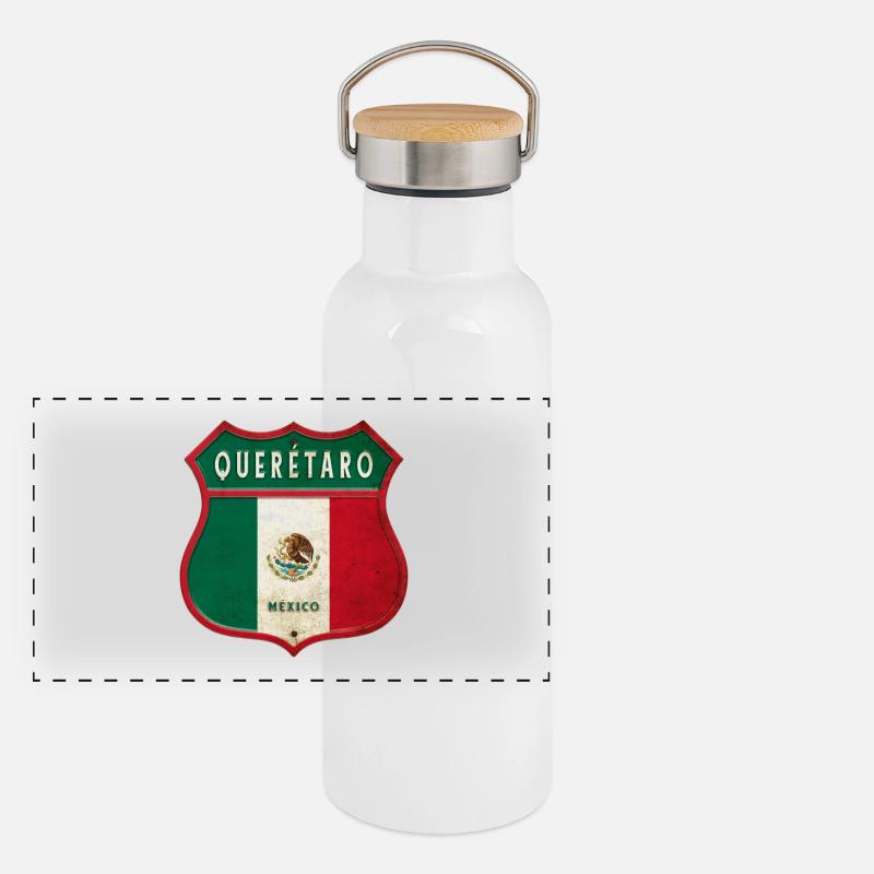 Écusson Queretaro Mexico Gourde isotherme avec bouchon en bambou