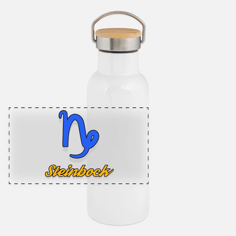 Aberglaube Esoterik Steinbock Horoskop Sternbild Panorama Thermosflasche mit Bambusdeckel