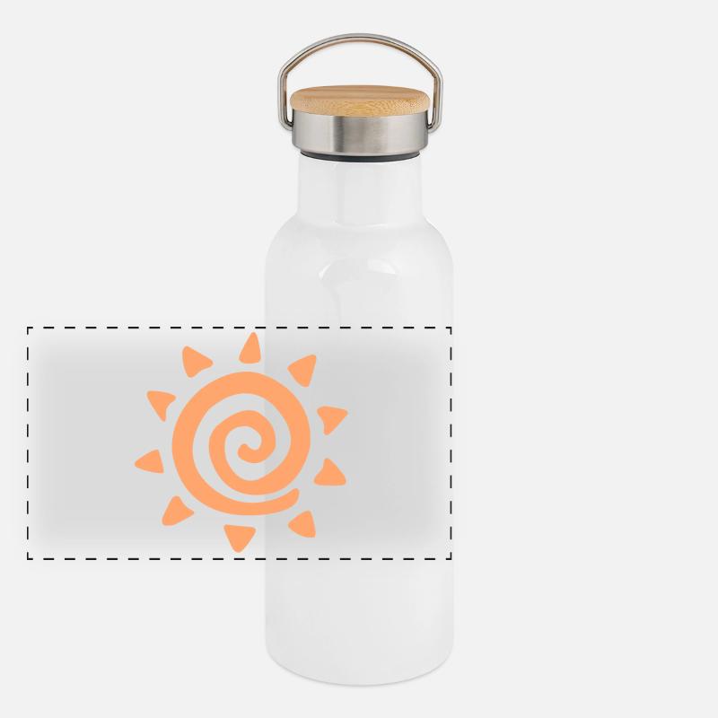 Simple sun logo Panoramic Thermal Bottle with Bamboo Lid