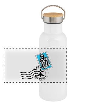 Bretagne - Gourde isotherme avec bouchon en bambou - blanc - Devant