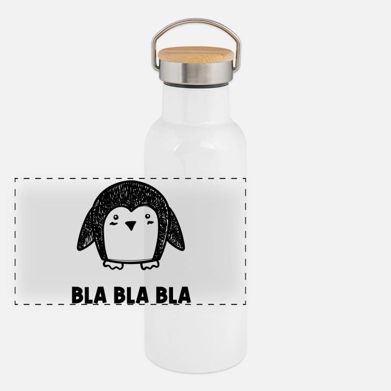 Tier Pinguin Vogel Kalt Spruch Südpol Panorama Thermosflasche mit Bambusdeckel
