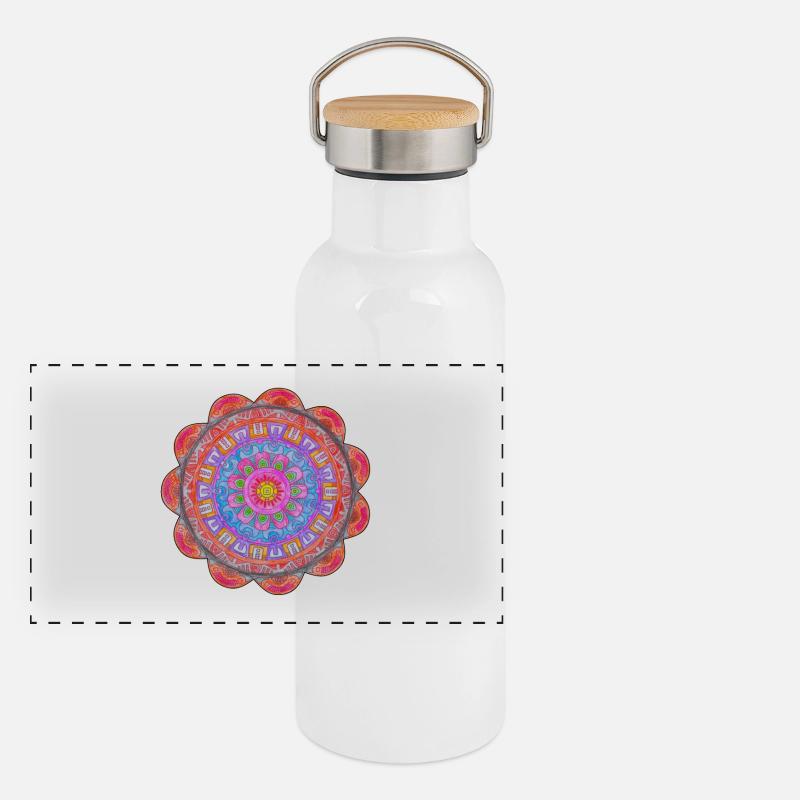 Circle Mandala Color Explosion Panoramic Thermal Bottle with Bamboo Lid
