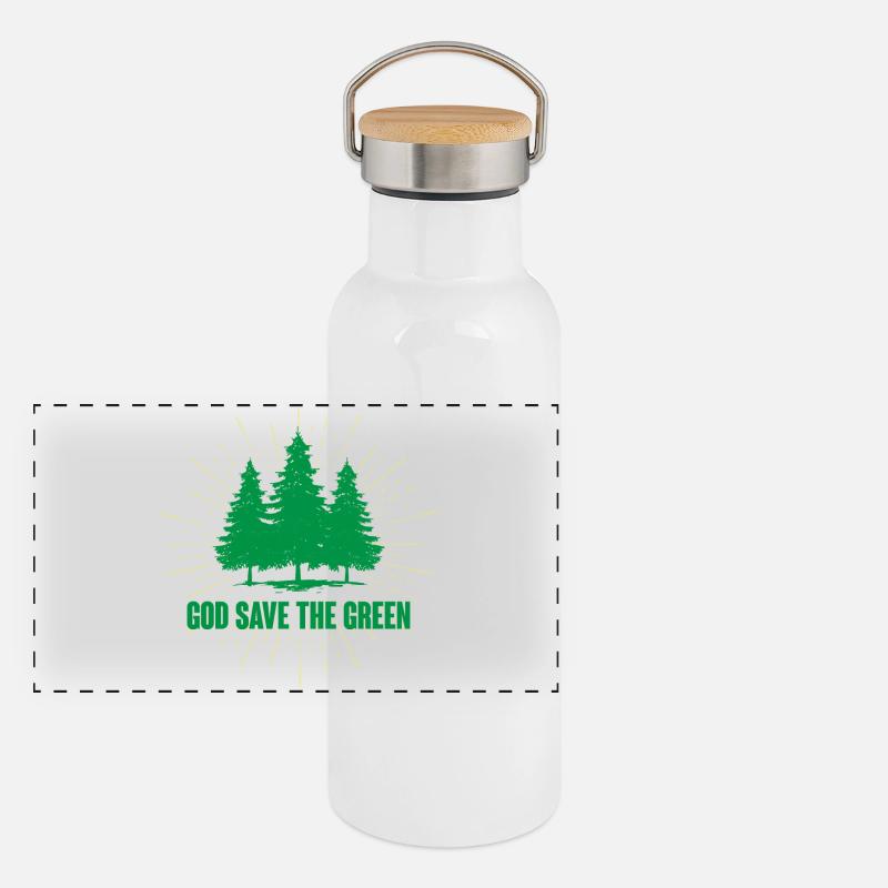 Dieu sauve le vert Gourde isotherme avec bouchon en bambou