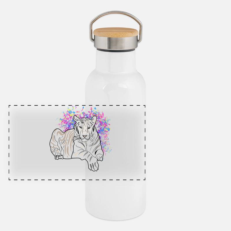 LYING TIGER Panoramic Thermal Bottle with Bamboo Lid