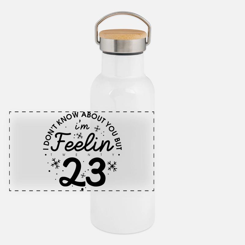 Frohes neues Jahr 2023 Panorama Thermosflasche mit Bambusdeckel