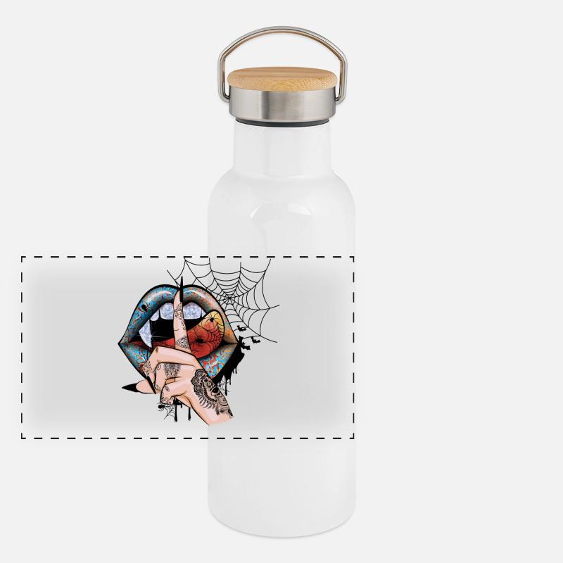 Vampir Halloween Panorama Thermosflasche mit Bambusdeckel