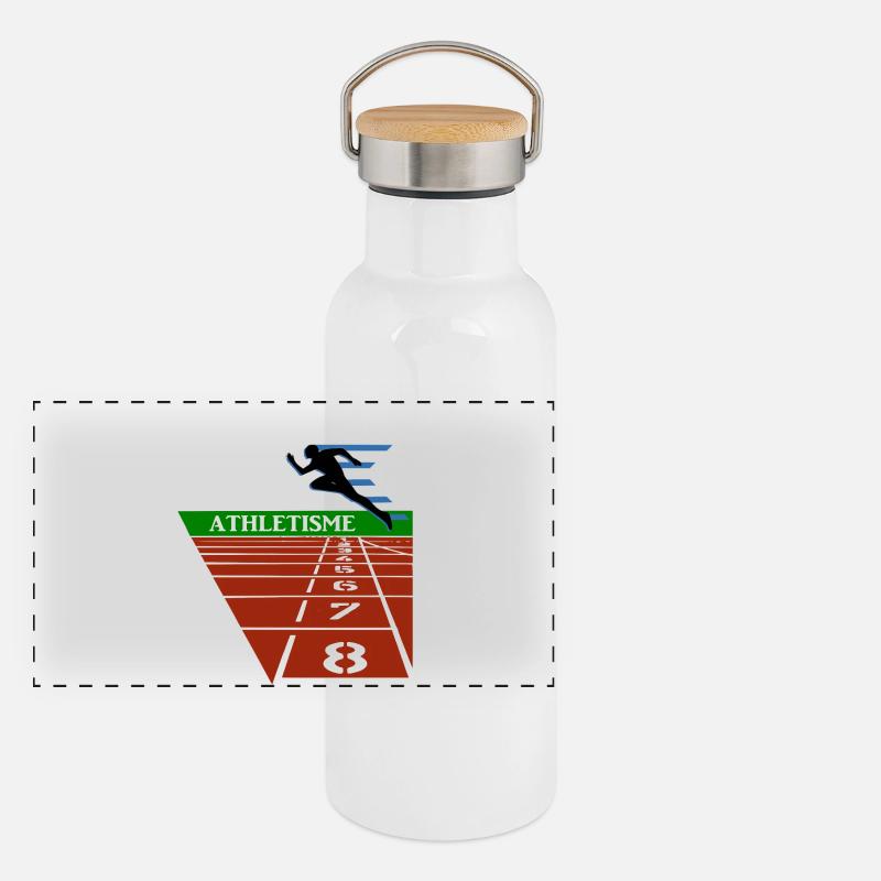 Leichtathletik Panorama Thermosflasche mit Bambusdeckel