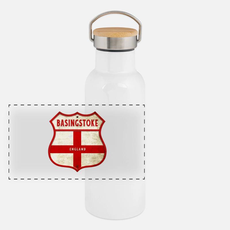 Basingstoke England Wappen Panorama Thermosflasche mit Bambusdeckel