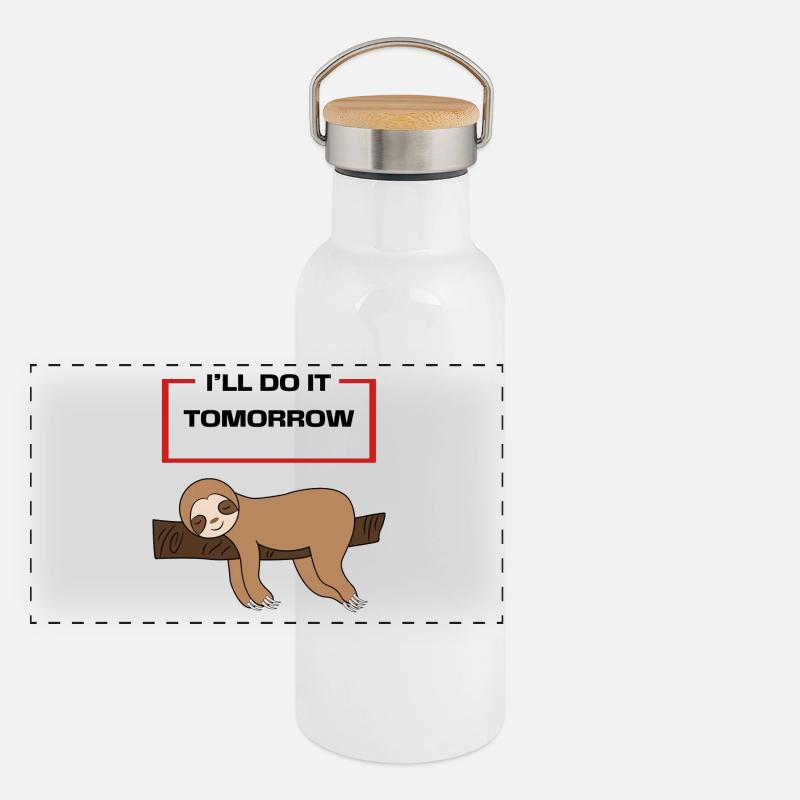 Animal Lazy Statement Hammock Sloth Sleeping Panoramic Thermal Bottle with Bamboo Lid