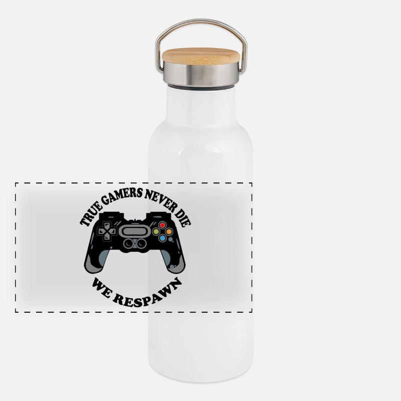 Gaming Krabbe mit Controller-Icons Panorama Thermosflasche mit Bambusdeckel