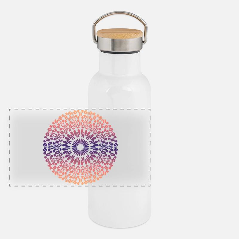 Mandala Panorama Thermosflasche mit Bambusdeckel