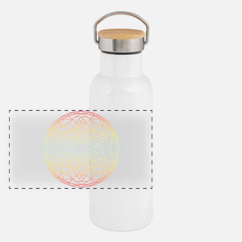 Mandala Panorama Thermosflasche mit Bambusdeckel