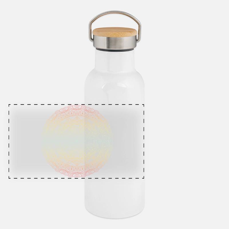 Mandala Panorama Thermosflasche mit Bambusdeckel