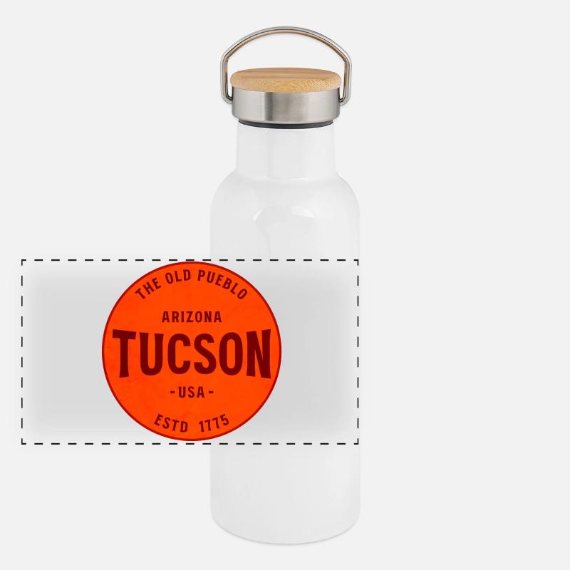 Tucson Arizona - Panorama Thermosflasche mit Bambusdeckel - Weiß